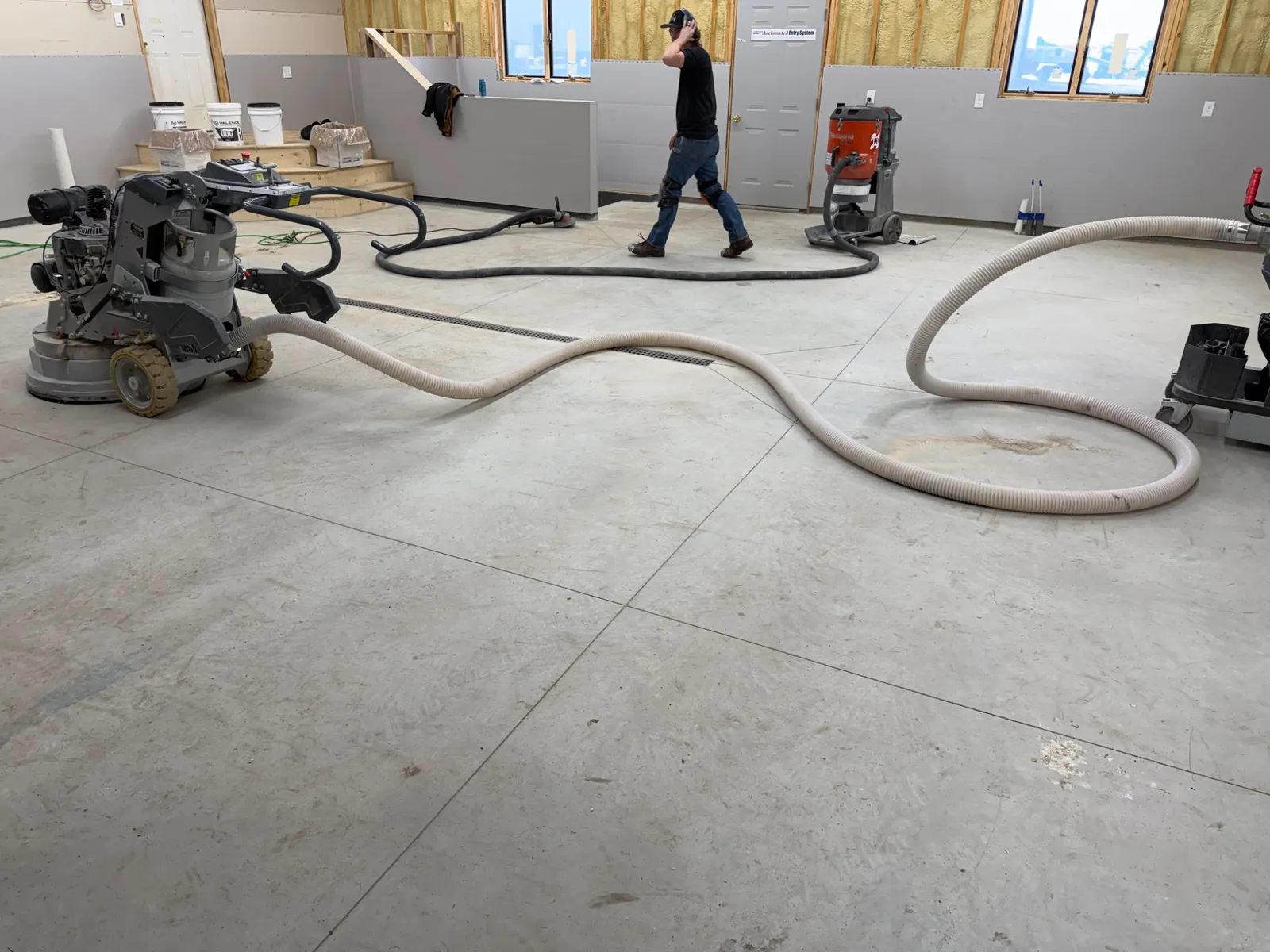 Mechanical surface preparation for a commercial resinous floor